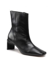 Simple Botki SL-04-02-000101 Czarny. Czarne botki damskie Simple, ze skóry, bez obcasa, na słupku, bez zapięcia. Za 379.99 zł.