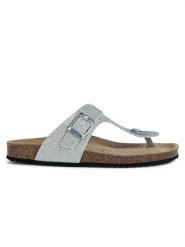 Geox Skórzane japonki "Brionia" w kolorze srebrnym rozmiar: 38. Szare klapki damskie Geox, bez wzorów, z gumy, z otwartym noskiem, bez obcasa, bez zapięcia. Za 217.99 zł.