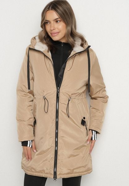 Ciemnobeżowa Klasyczna Kurtka Parka z Futrzaną Wyściółką Olenevia. Brązowe kurtki damskie Born2be, l, bez wzorów, z futra, bez kaptura. Za 179.99 zł.