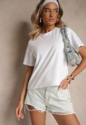 Biały Klasyczny T-shirt z Grubszej Bawełny Tiavone. Białe t-shirty damskie Renee, m, bez wzorów, z bawełny, bez kołnierzyka. Za 54.99 zł.