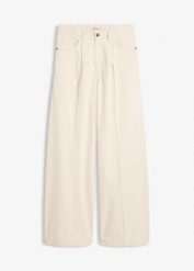 Jeansy super wide leg palazzo, mid waist. Niebieskie jeansy damskie bonprix. Za 149.99 zł.