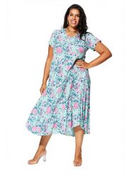 Aller Simplement Sukienka w kolorze błękitno-jasnoróżowym rozmiar: 50/52. Niebieskie sukienki damskie Aller Simplement, bez wzorów, z wiskozy, klasyczne, bez ramiączek. Za 78.99 zł.