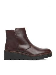 Rieker Botki CEO-X9165-27 Brązowy ciemny. Brązowe botki damskie Rieker, ze skóry, bez obcasa, na koturnie, bez zapięcia. Za 429.99 zł.
