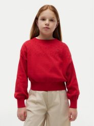 Tommy Hilfiger Sweter Pointelle KG0KG09504 Czerwony Relaxed Fit. Czerwone swetry dziewczęce Tommy Hilfiger, bez wzorów, z bawełny, bez kołnierzyka, bez ramiączek. Za 329.99 zł.