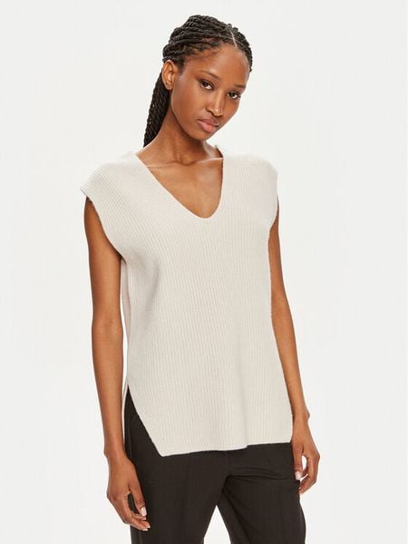 Calvin Klein Sweter K20K207249 Écru Regular Fit. Swetry klasyczne damskie Calvin Klein, s, z wełny, bez kołnierzyka. Za 399.99 zł.