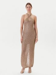 Guess Sukienka dzianinowa W5YK48 Z37G0 Beżowy Slim Fit. Brązowe sukienki damskie Guess, z aplikacjami, z dzianiny, bez ramiączek. Za 959.99 zł.