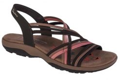 Sandały damskie, Reggae Slim Simply Stretch Sandals. Brązowe sandały damskie Skechers, bez wzorów, z materiału, bez obcasa, bez zapięcia. Za 239.99 zł.