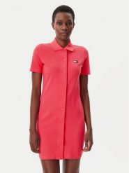 Tommy Jeans Sukienka codzienna Badge DW0DW20302 Różowy Regular Fit. Czerwone sukienki damskie Tommy Jeans, bez wzorów, z bawełny, bez ramiączek. Za 279.99 zł.