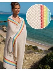 Samimi Chusta hammam "Rainbow" w kolorze beżowym ze wzorem - 180 x 100 cm rozmiar: onesize. Brązowe chusty damskie Samimi, bez wzorów, z bawełny. Za 68.95 zł.