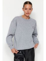 Trendyol Bluza w kolorze szarym rozmiar: S. Szare bluzy damskie Trendyol, s, bez wzorów, bez kaptura. Za 152.99 zł.