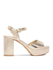 DeeZee Sandały CEO-SF79601 Złoty. Żółte sandały damskie DeeZee, bez wzorów, z materiału, bez obcasa, na słupku, bez zapięcia. Za 139.99 zł.