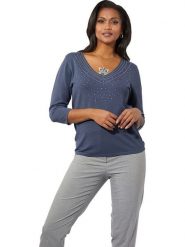 WITT WEIDEN Sweter w kolorze niebieskim rozmiar: 48. Niebieskie swetry klasyczne damskie WITT WEIDEN, ze splotem, bez kołnierzyka. Za 70.41 zł.