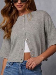 Milan Kiss Kardigan w kolorze szarym rozmiar: S. Szare kardigany damskie Milan Kiss, s, bez wzorów, z bawełny. Za 174.84 zł.