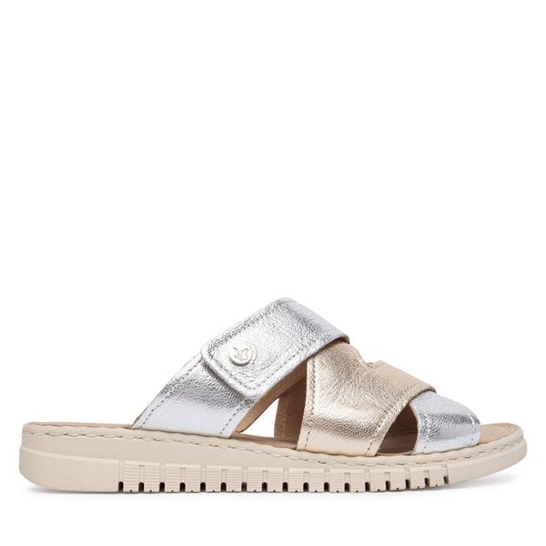 Klapki Caprice. Żółte klapki damskie Caprice, bez wzorów, bez obcasa, bez zapięcia. Za 299.99 zł.