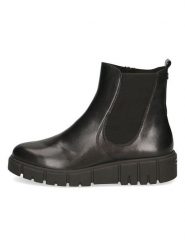 Caprice Skórzane botki w kolorze czarnym rozmiar: 38. Czarne botki damskie Caprice, ze skóry, bez obcasa, na platformie, bez zapięcia. Za 189.29 zł.