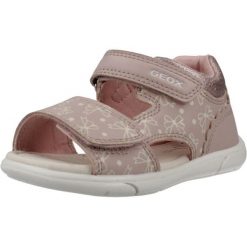Sandały GEOX B SANDAL ZAPITO D VIT Rose. Czerwone sandały damskie Geox, bez wzorów, z syntetyku, bez obcasa, bez zapięcia. Za 182.99 zł.