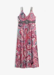 Długa sukienka z aplikacjami. Czerwone sukienki damskie bonprix, z aplikacjami, eleganckie, bez ramiączek. Za 79.99 zł.