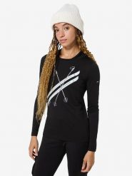 Super.natural Koszulka funkcyjna "Kryssede Ski" w kolorze czarno-białym rozmiar: XL. Białe koszulki damskie super.natural, xl, bez wzorów, z wełny, bez kołnierzyka, bez ramiączek. Za 208.99 zł.