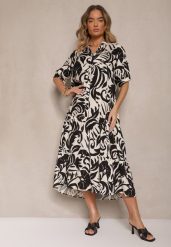 Czarna Rozkloszowana Sukienka z Wiskozy Ozdobiona Falbaną Filesenia. Czarne sukienki damskie Renee, bez wzorów, z wiskozy, eleganckie, bez ramiączek. W wyprzedaży za 67.99 zł.
