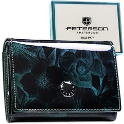 Portfel damski Peterson PTN PS445-FDS zielony. Zielone portfele damskie Peterson, bez wzorów, ze skóry. Za 99.99 zł.