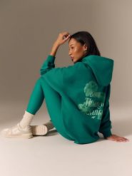 4F Bluza dresowa loose z kapturem damska - zielona L. Zielone bluzy damskie 4F, l, bez wzorów, z dresówki, z kapturem. Za 189.99 zł.