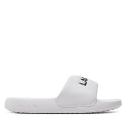 Klapki Lacoste. Białe klapki damskie Lacoste, bez wzorów, bez obcasa, bez zapięcia. Za 149.99 zł.