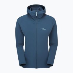 Kurtka softshell damska Rab Borealis Hoody. Niebieskie kurtki sportowe damskie RAB, bez wzorów, z softshellu, bez kaptura. Za 459.99 zł.