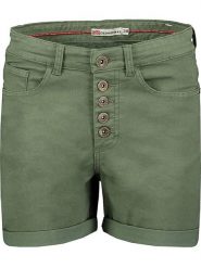 Geographical Norway Bermudy "Pisak" w kolorze khaki rozmiar: M. Brązowe szorty damskie Geographical Norway, z aplikacjami, ze skóry. Za 61.46 zł.