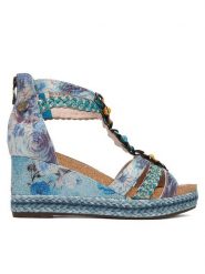 Laura Vita Sandały Fayco 72 Niebieski. Niebieskie sandały damskie LAURA VITA, bez wzorów, ze skóry, bez obcasa, na koturnie, bez zapięcia. Za 449.99 zł.