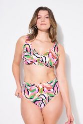 Damskie Figi od bikini figi krój z wysokim stanem kolorowy nadruk. Białe figi Ulla Popken, bez wzorów, z elastanu. Za 91.99 zł.