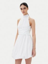 ViCOLO Sukienka koktajlowa TD0606 Biały Regular Fit. Białe sukienki damskie ViCOLO, bez wzorów, z bawełny, wizytowe, bez ramiączek. Za 359.99 zł.