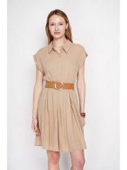 ASSUILI Sukienka w kolorze beżowym rozmiar: 42. Brązowe sukienki damskie Assuili, bez wzorów, bez ramiączek. Za 121.99 zł.