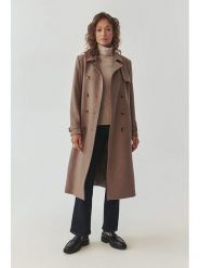 TATUUM Wełniany płaszcz w kolorze brązowym rozmiar: 40. Brązowe płaszcze damskie TATUUM, bez wzorów, z tkaniny, bez kaptura. Za 983.70 zł.