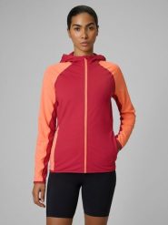 4F Bluza trekkingowa slim z kapturem damska - czerwona XS. Czerwone kardigany damskie 4F, xs, bez wzorów. Za 249.99 zł.