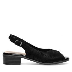 Sandały Go Soft. Czarne sandały damskie GO SOFT, bez wzorów, bez obcasa, na płaskiej podeszwie, bez zapięcia. Za 169.99 zł.