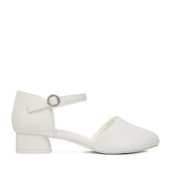 Baleriny JENNY. Białe baleriny dziewczęce Jenny, bez wzorów, bez obcasa, bez zapięcia. Za 119.99 zł.