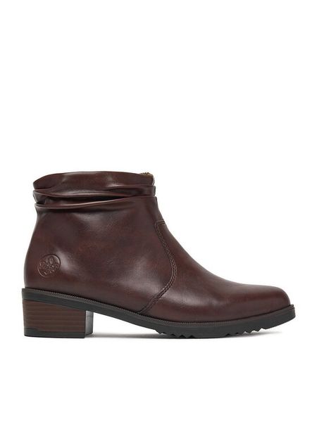 Rieker Botki CEO-Y0551-25 Brązowy. Brązowe botki damskie Rieker, bez obcasa, na słupku, bez zapięcia. Za 349.99 zł.