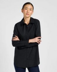 DAMSKA KOSZULA LEE CLASSIC SHIRT UNIONALL BLACK 112370961. Czarne koszule damskie Lee, xs, bez wzorów, bez kołnierzyka, bez ramiączek. Za 179.99 zł.