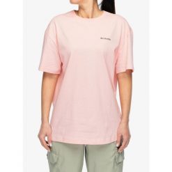 Koszulka bawełniana damska Columbia Rolling Bend Graphic Oversized Tee. Czerwone bluzki damskie Columbia, bez wzorów, z bawełny, sportowe, bez kołnierzyka, bez ramiączek. Za 141.69 zł.