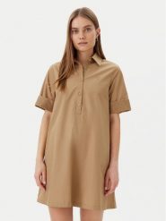LOLA CASADEMUNT Sukienka koszulowa LS2516065 Beżowy Regular Fit. Brązowe sukienki damskie LOLA CASADEMUNT, bez wzorów, z bawełny, bez ramiączek. Za 369.99 zł.