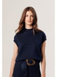 Rodier Bezrękawnik w kolorze granatowym rozmiar: S. Niebieskie swetry klasyczne damskie Rodier, s, z wełny, bez kołnierzyka. Za 208.99 zł.