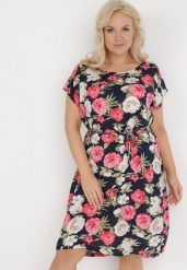 Granatowa Sukienka Endiore. Czerwone sukienki damskie Born2be, z aplikacjami, z tkaniny, bez ramiączek. Za 79.99 zł.