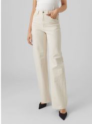 Vero Moda Dżinsy - Regular fit - w kolorze kremowym rozmiar: W28/L32. Brązowe jeansy damskie Vero Moda, z podwyższonym stanem. Za 83.42 zł.