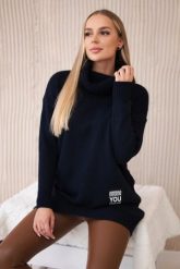 Sweter z golfem granatowy. Niebieskie golfy damskie KESI, l, z elastanu, bez kołnierzyka, plus size. Za 175.65 zł.