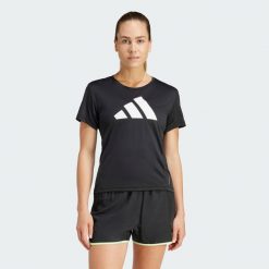 Koszulka Run It. Czerwone bluzki damskie Adidas, xs, bez wzorów, z materiału, bez kołnierzyka, bez ramiączek. Za 129.00 zł.
