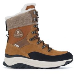 Trzewiki Rieker Revolution Lifestyle. Brązowe botki damskie Rieker Revolution Lifestyle, bez obcasa, na płaskiej podeszwie, bez zapięcia. Za 479.99 zł.