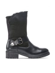 Clara Barson Botki WSX158-01 Czarny. Czarne botki damskie Clara Barson, z materiału, bez obcasa, na płaskiej podeszwie, bez zapięcia. Za 169.99 zł.