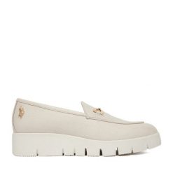 Półbuty U.S. Polo Assn. Białe czółenka damskie U.S. Polo Assn., bez wzorów, bez obcasa, na koturnie. Za 369.99 zł.