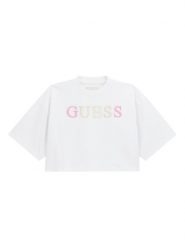 Guess T-Shirt J6RI11 KCNQ4 Biały Oversize. Białe koszulki i t-shirty dziewczęce Guess, z aplikacjami, z bawełny, bez kołnierzyka, bez ramiączek. Za 119.99 zł.
