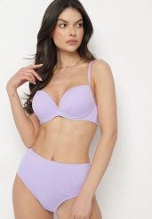Jasnofioletowe Klasyczne Bikini Majtki Typu Figi i Biustonosz Natinela. Fioletowe bikini Born2be, bez wzorów. Za 34.99 zł.
